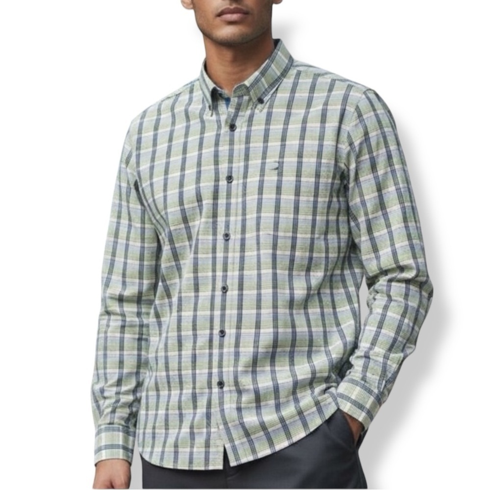 VTG 90s-Y2K Ben Sherman Green Blue Plaid Men's Shirt Size Large